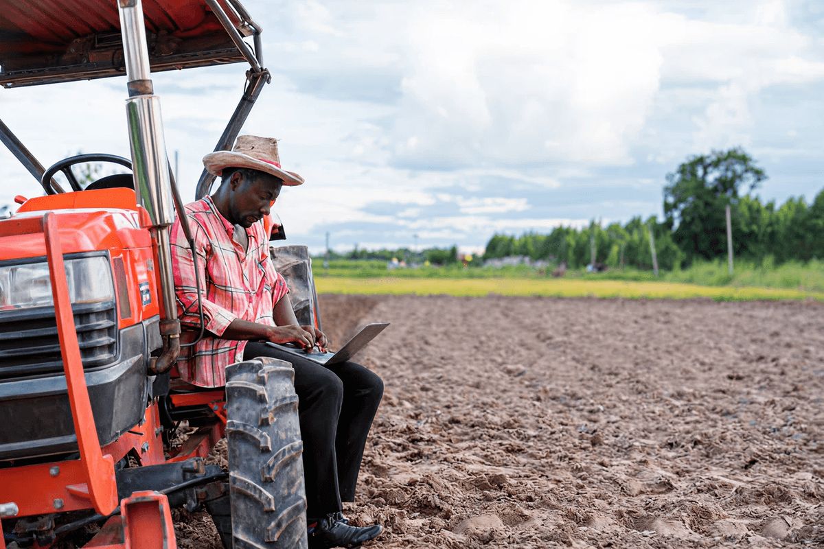 Farmer using technology